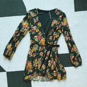 Zara polkadots and flowers jumpsuit dress